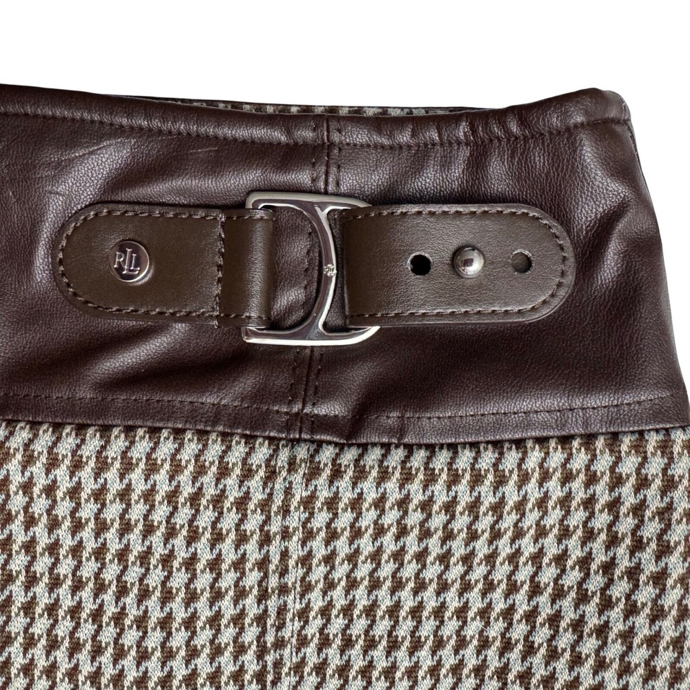 NWT Lauren Ralph Lauren Pencil Skirt 14 Houndstooth Stretchy Career Faux Leather - Picture 4 of 8